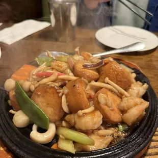 Seafood Egg Tofu on Sizzling Plate