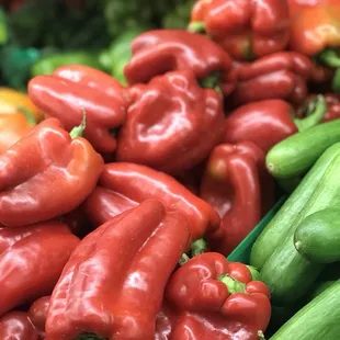 red peppers and cucumbers
