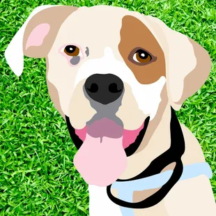 Custom hand-drawn pet portraits. Canvas print with custom background.