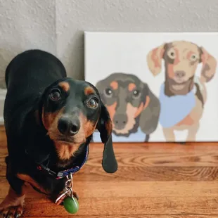 Custom hand-drawn pet portraits. @ pet 11x14 canvas print.