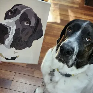 Custom hand-drawn pet portraits. 11x14 canvas print.
