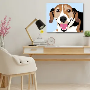 Custom hand-drawn pet portraits. 11x14 canvas print.