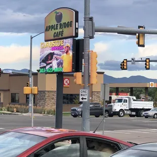 a red car at an intersection