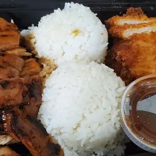 Chicken teriyaki and katsu combo