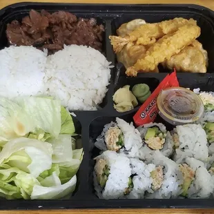 Bento box with beef teriyaki