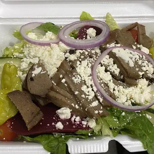 Greek Salad w/Gyro meat, superb..