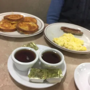 French toast special with eggs and sausage