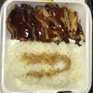 1. Chicken Teriyaki comes with toss greens and I added shoyu (soy sauce) on my rice.