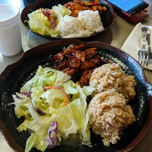 Spicy chicken, one with dark meet and other white.