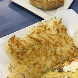 Gyro omelette, hash browns and French toast. Pretty good.