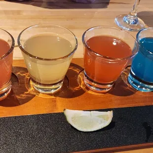 Margarita flight with 5 flavors to choose from.