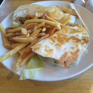 Quesadilla Burger and Fries
