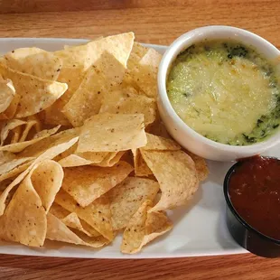 Spinach artichoke dip with salsa