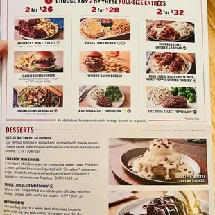 Menu- 2 for $26 Meals &amp; More