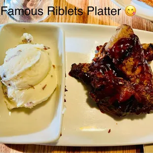Applebee's Riblets Platter with Garlic Mashed Potatoes