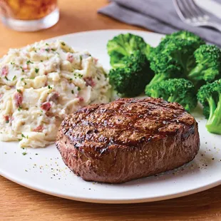 a steak and broccoli