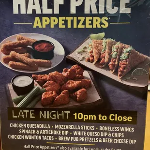 1/2 price apps 10pm to close
