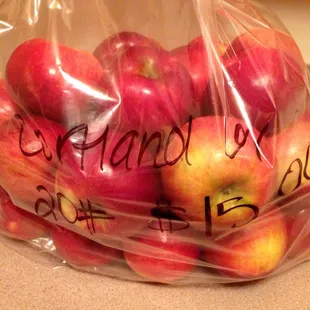 20 lbs of first-grade Cortland apples for $15 (sale price)
