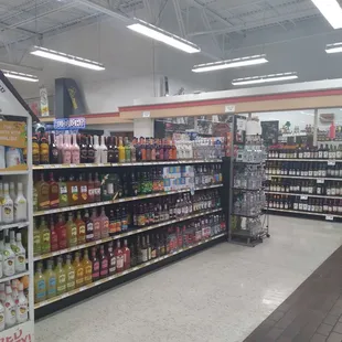 Vast selection of alcoholic beverages.