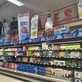 Vast selection of beer.