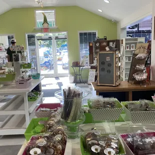 a woman in a bakery shop