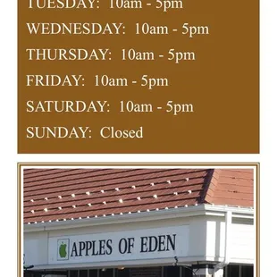 Store hours per website