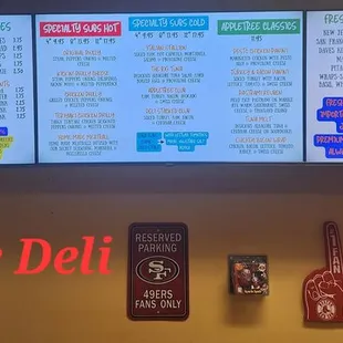 menus on the wall