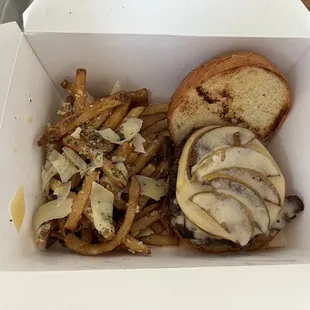 Applewood Smoke burger with Garlic Parmesan Fries