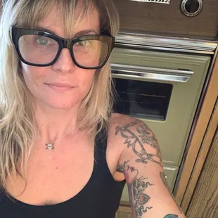 Ancient oven and a happy girl.