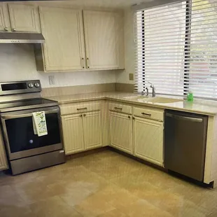 The oven and dishwasher