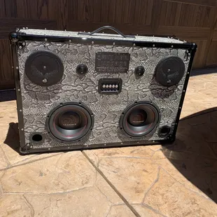 My homemade boombox with gloss black powder coated corners and rails.