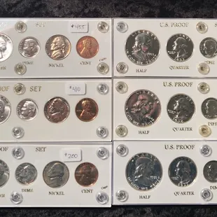 1950-1955 Untied States Silver Proof Sets in Capital Plastic Holders. Priced to move. New inventory available now.