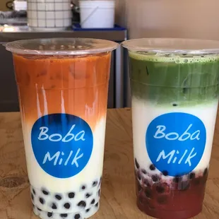 Thai milk tea &amp; Strawberry Matcha Milk tea