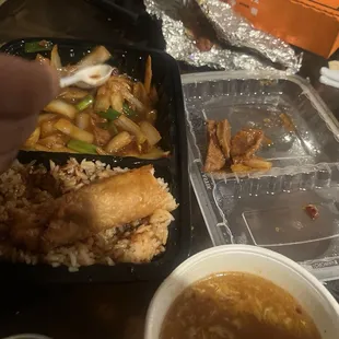 Ordered Mongolian beef got a few pieces of meat and a bunch of onions food is great but wish there was more meat in the plate