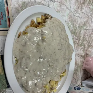 Breakfast skillet and it was delicious and plentiful!! Needed a to go box!