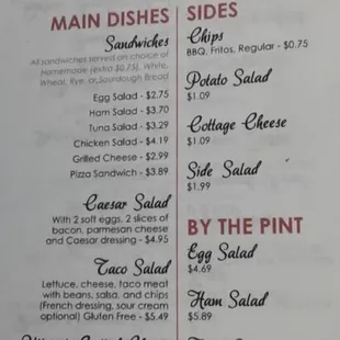Lunch menu
