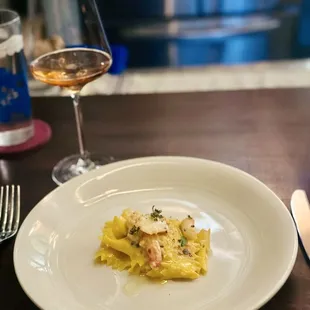 SAFFRON MALFATTI Scarlet Crab, Uni Butter, Basil