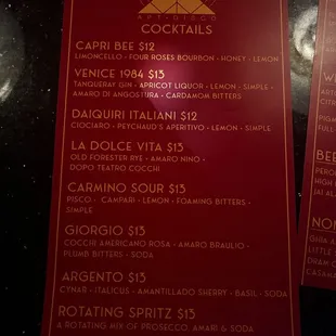 menu