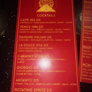 menu