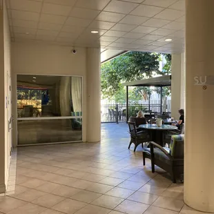 Walking toward the pool area