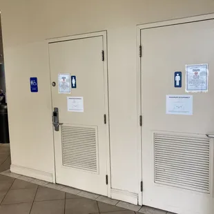 Restrooms at the lobby require room keys