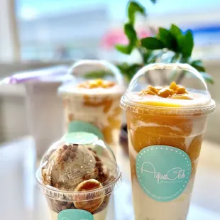 Mango Sago, Ube, and Banana Waffle Cup