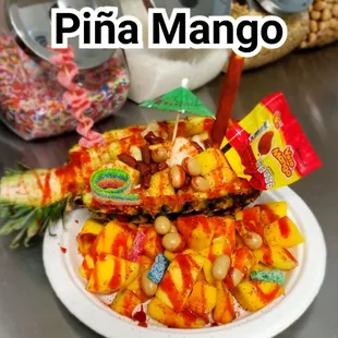 a plate of pineapples