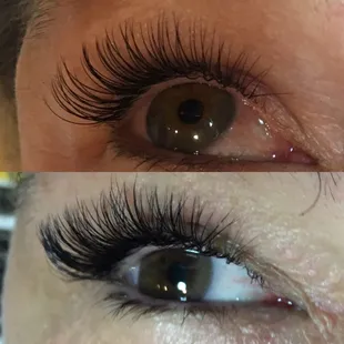 Classic (top) vs volume lashes