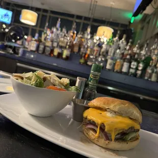 Aqua Burger with Classic Caesar Salad