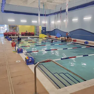 The water in our huge pool is always 90 degrees and so is the pool room itself so the little ones stay warm!