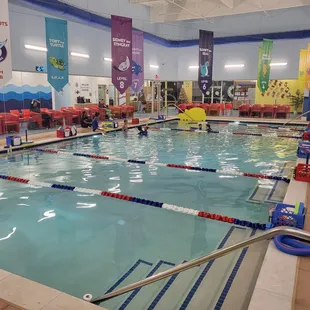 Parents love our floor to ceiling glass to watch their kids in their swim lessons!
