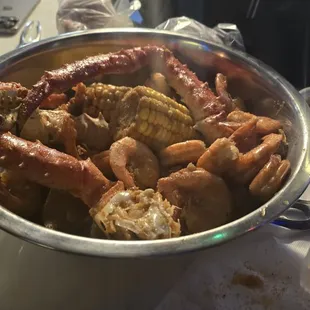 2-lbs of shrimp w/ King Crab Legs