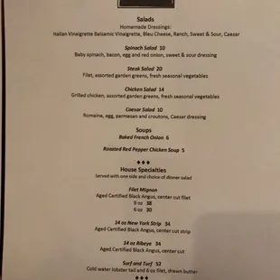 Dinner menu pg 1