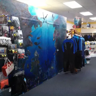 Changing rooms with mural